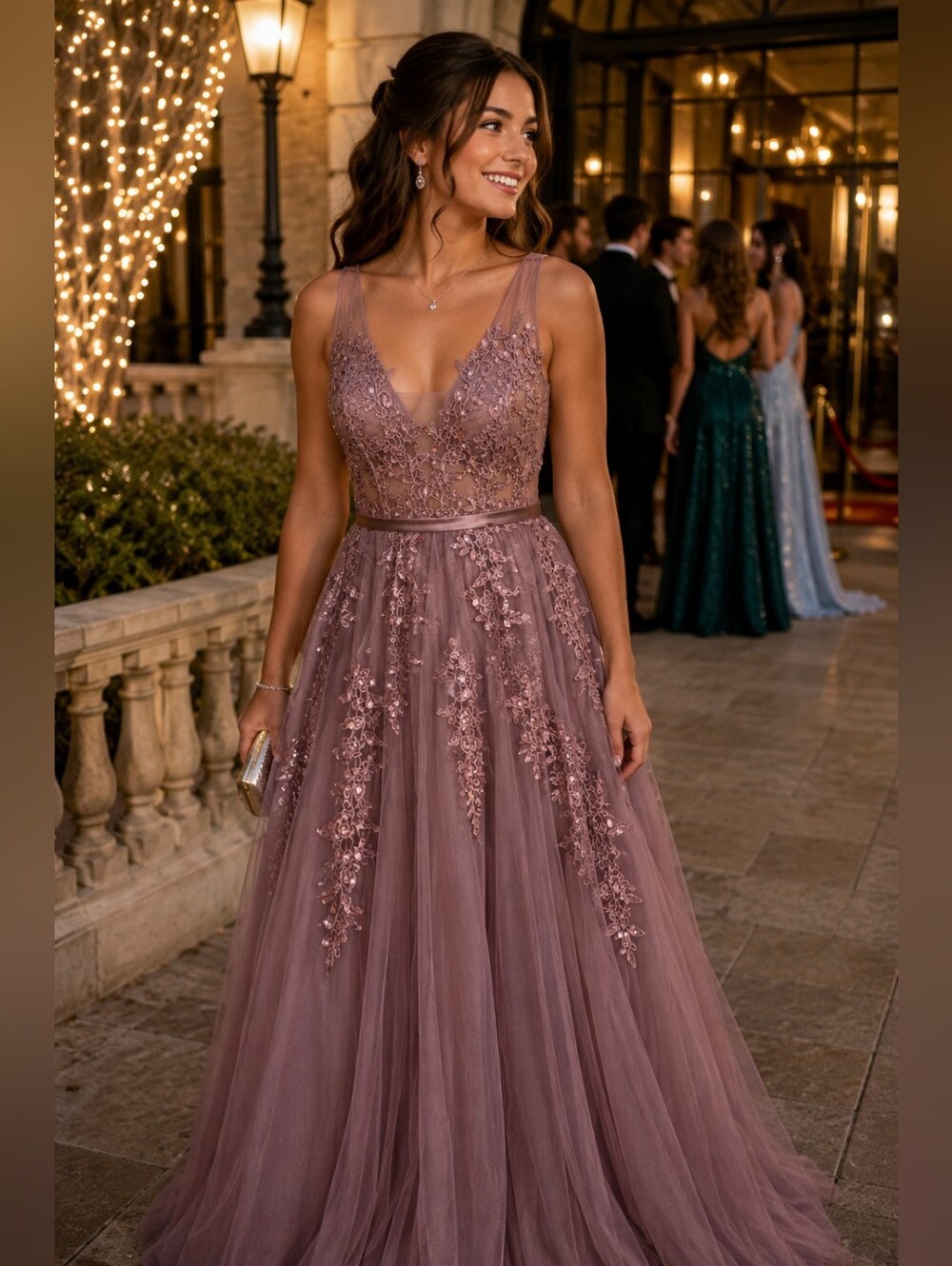 NWT Ever-Pretty EP07544 Embroidered Tulle Illusion Evening Gown XL US 10